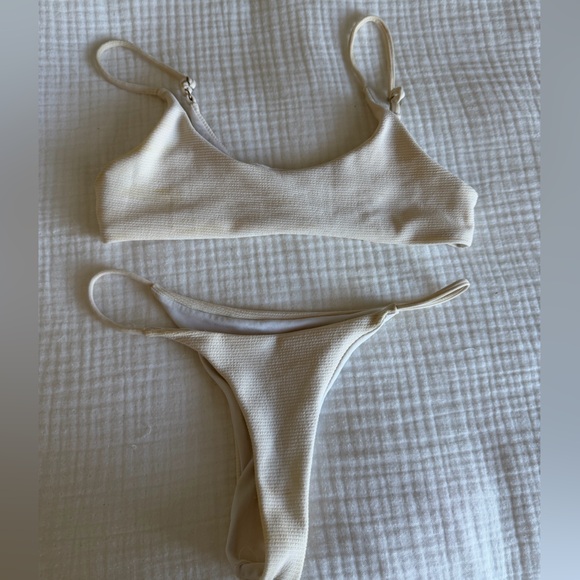 Cream Textured Bikini Set - Picture 1 of 2